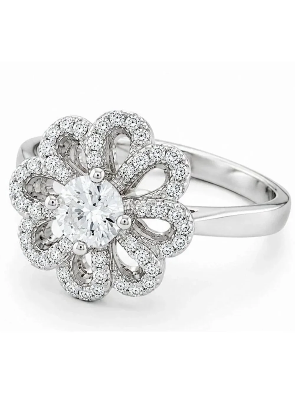 Created 0.98 Cts White Sapphire Ring Solid .925 Silver